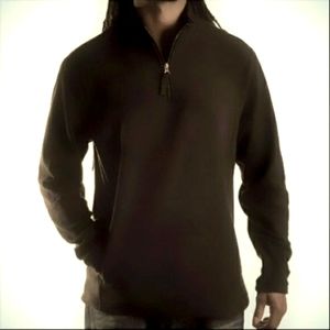 MENs Fleece Pullover Black Sweater Quarter Zip Jacket NWT